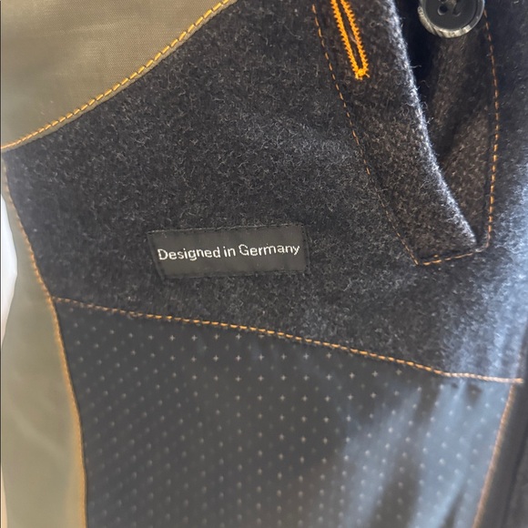 BUGATTI Dark Charcoal Wool Blend Blazer 42R Zip Insert Modern Tailored - Picture 11 of 13